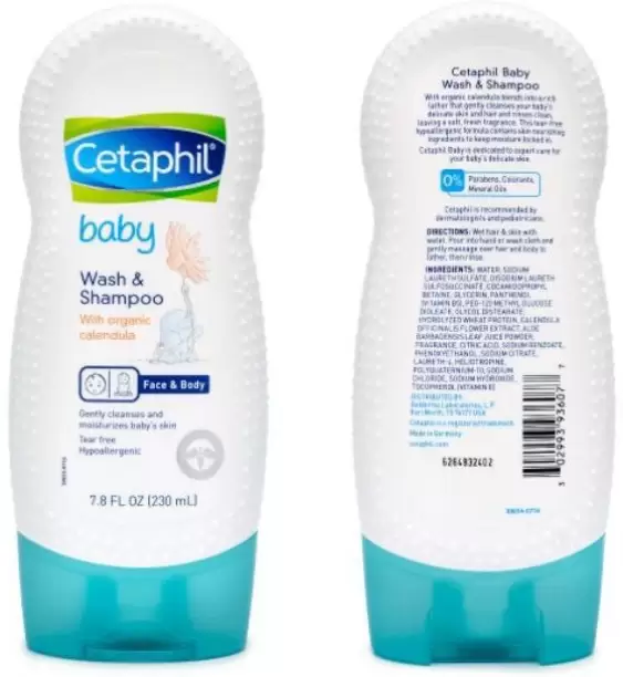 Cetaphil BABY GENTLE WASH WITH ORGANIC CALENDULA 230 ML (MADE IN USA)  (230 ml)